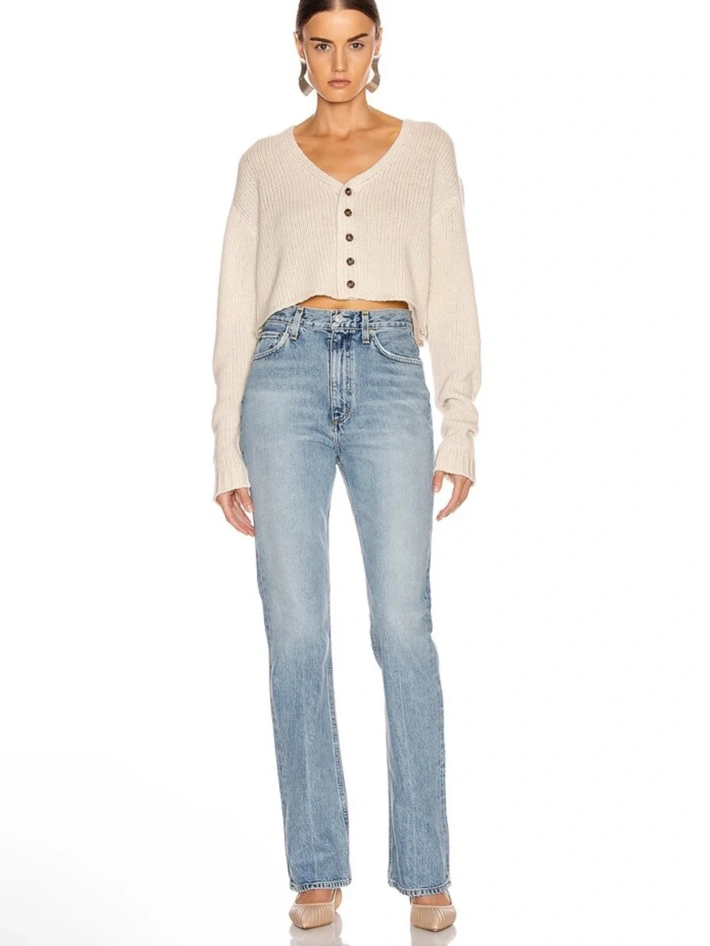 Agolde Vintage High Rise Flares Light Wash Women's blue Jeans clamor FWRD 32